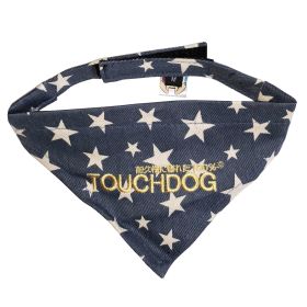 Touchdog 'Bad-to-the-Bone' Star Patterned Fashionable Velcro Bandana (Color: Blue, size: medium)